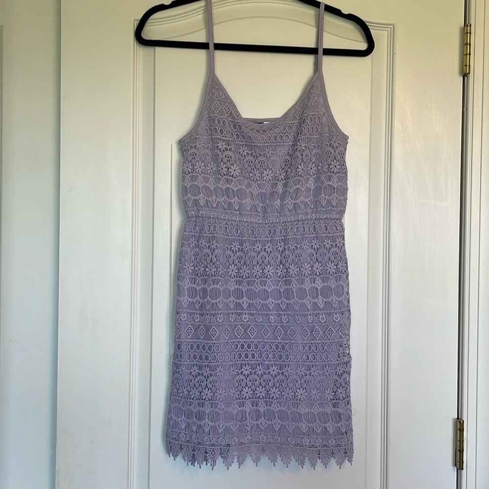 H & M Light Lavender Purple Crochet Dress with Adjustable Straps Size Small